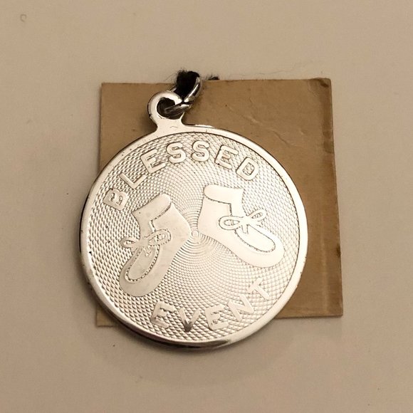 NWOT Antique Caco Sterling Silver BLESSED EVENT Baby Booties Charm - Picture 1 of 4